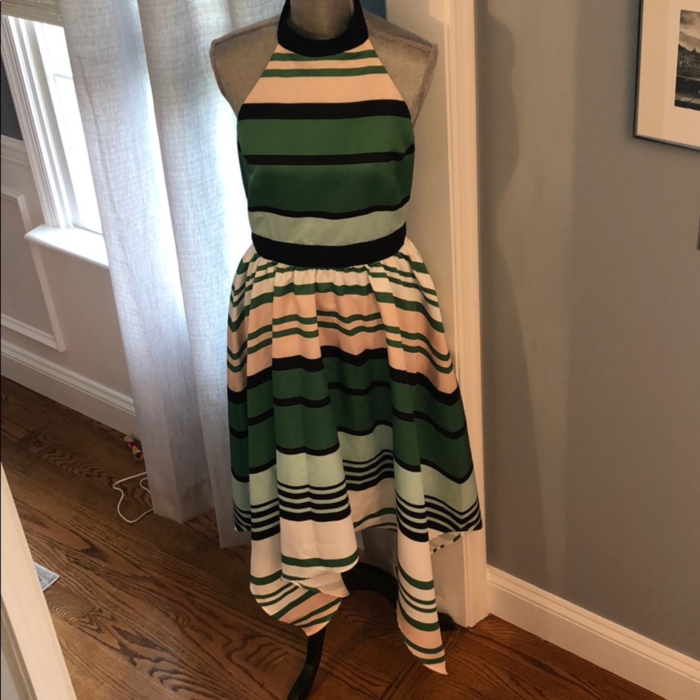Anthropologie lined striped halter dress size 12
